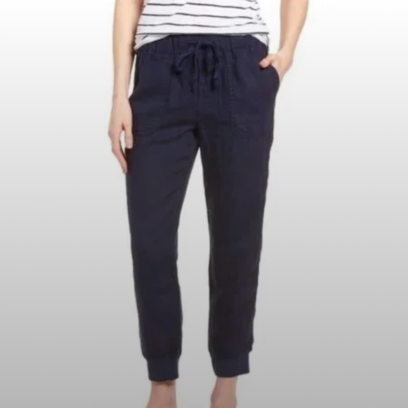 Caslon Linen Jogger Pant Black Size Medium - Picture 1 of 8